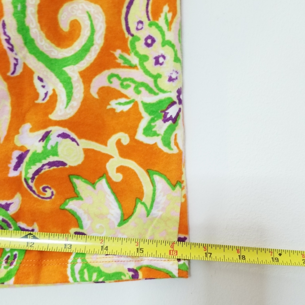 Lauren Ralph Lauren Cap Sleeve Cotton Top Orange Tropical Paisley Sz XS-S - Picture 11 of 14